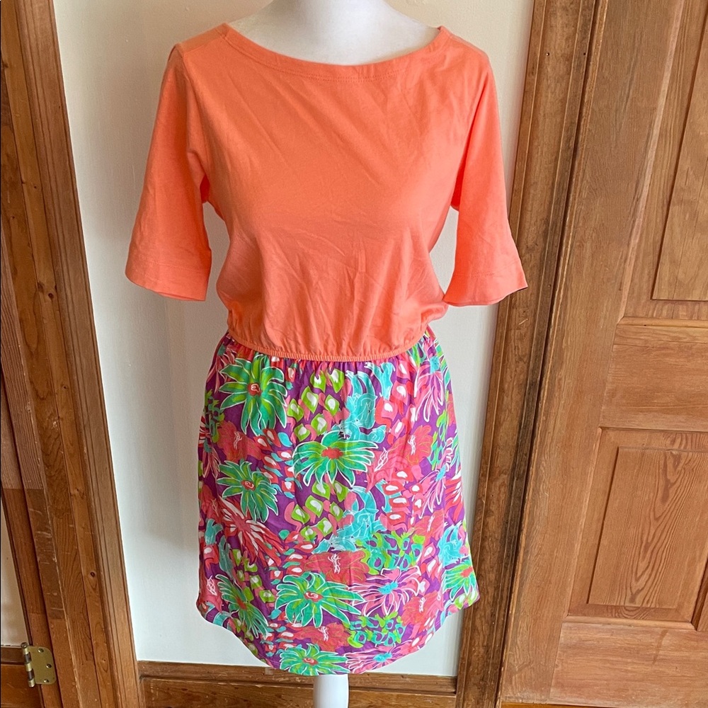 SIMPLY SOUTHERN Costarica Poppy Coral and Floral Mini Dress XS/S